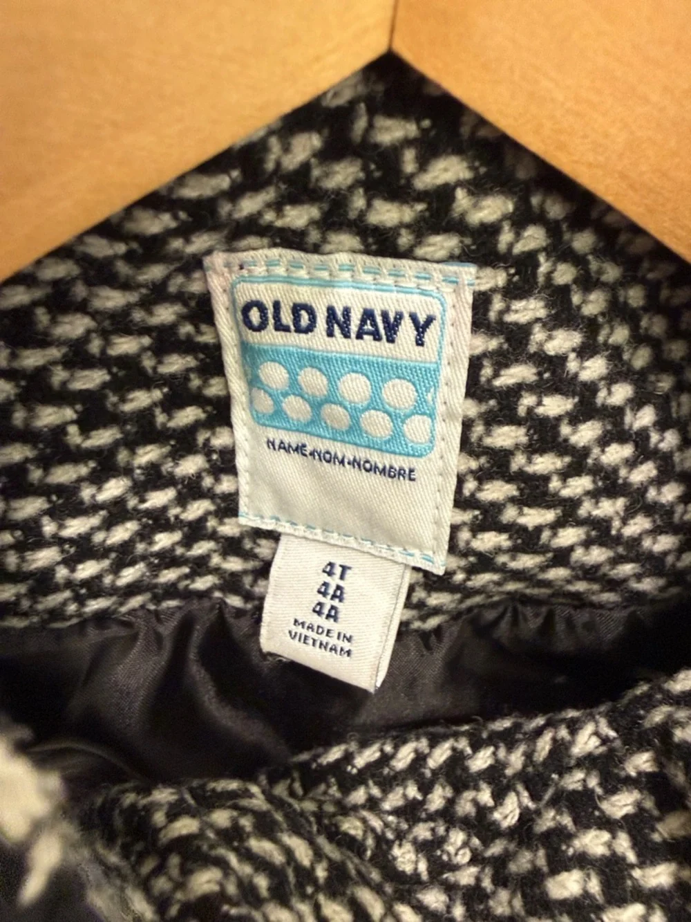 Old Navy Black & White Toddler Double-Breasted Peacoat with Hood